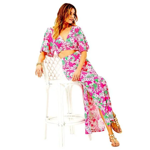 Lilly Pulitzer Minka Maxi Skirt Set in Roxie Pink/Worth A Look NWT - Size XL - Picture 5 of 11